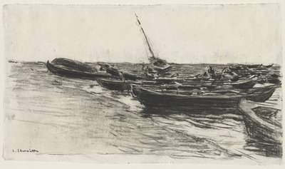 Barcos en la playa, c. 187481 de Leon Augustin Lhermitte