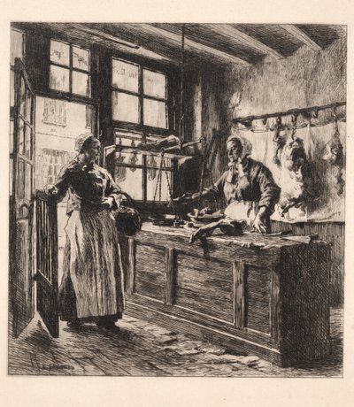 Interior of a Butcher Shop de Leon Augustin Lhermitte