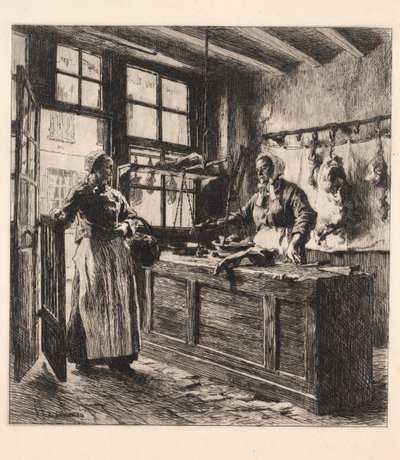 Interior de una carnicería de Leon Augustin Lhermitte