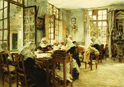 Monjas cosiendo de Leon Augustin Lhermitte