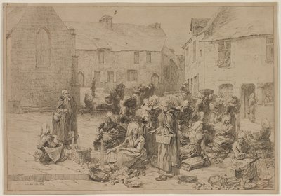 El Mercado de Manzanas en Landerneau, 1878 de Leon Augustin Lhermitte