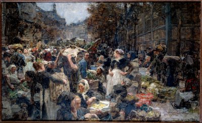 Los mercados. La multitud del Mercado de Les Halles en París en el siglo XIX. Boceto de Leon Augustin Lhermitte (1844-1925) de Leon Augustin Lhermitte