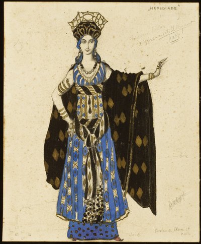 Diseño de vestuario para "Salomé": Herodíade de Leon Bakst