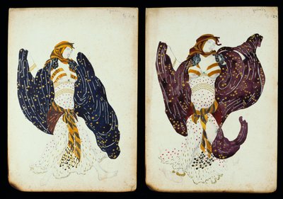 Un par de diseños de vestuario para bailarinas de "Juive" de Leon Bakst