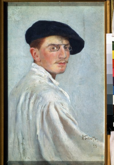 Auto retrato. Pintura de León Bakst (1866-1924). Óleo sobre lienzo, 34 x 21 cm de Leon Bakst