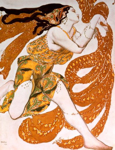 Bacante, diseño de vestuario para una producción de Ballets Russes de Narcisse de Tcherepnin, 1911 de Leon Bakst