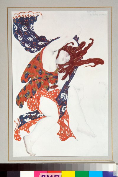 "Bacante" traje diseñado para el ballet Narciso dirigido por Nicolas Tcherepnine de Leon Bakst