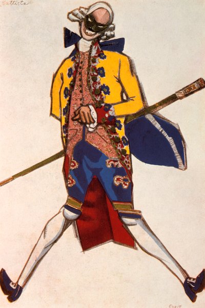 Battista, diseño de vestuario para una comedia de Carol Goldoni, 1917 de Leon Bakst