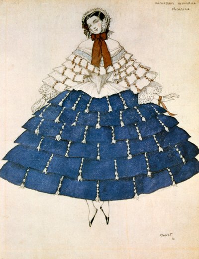 Chiarina, diseño para un disfraz para el ballet Carnaval compuesto por Robert Schumann, 1919 de Leon Bakst