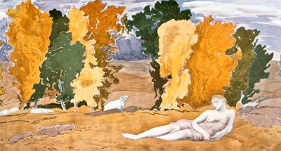 Chloe abandonada, diseño para una producción de Ballets Rusos de Daphnis y Chloe de Ravel, 1910-1911 de Leon Bakst