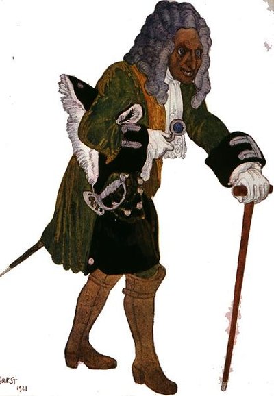 Diseño de vestuario para Galesson, el tutor del príncipe, de La Bella Durmiente de Leon Bakst