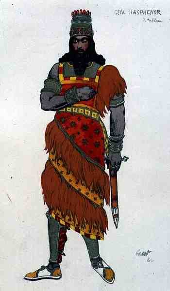 Diseño de vestuario para General Hasphenor, de Judith de Leon Bakst