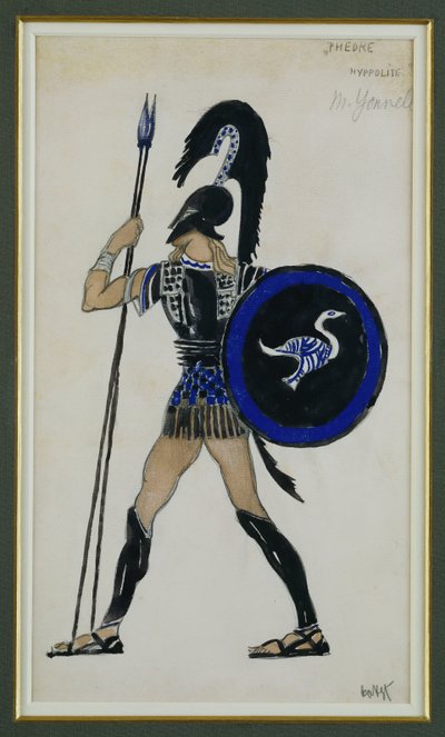 Diseño de vestuario para Hipólito de "Fedra" de Leon Bakst