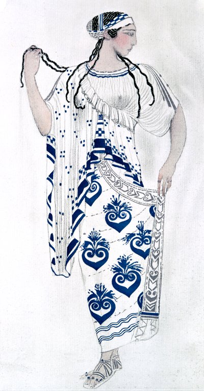 Diseño de vestuario para Ida Rubinstein como Helena en el ballet Helena de Esparta de Leon Bakst