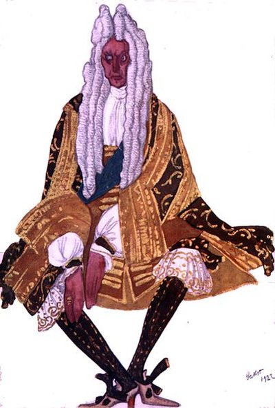 Diseño de vestuario para el Mariscal Cantalabutte, después de la partida del hada malvada Carabosse, de La Bella Durmiente de Leon Bakst