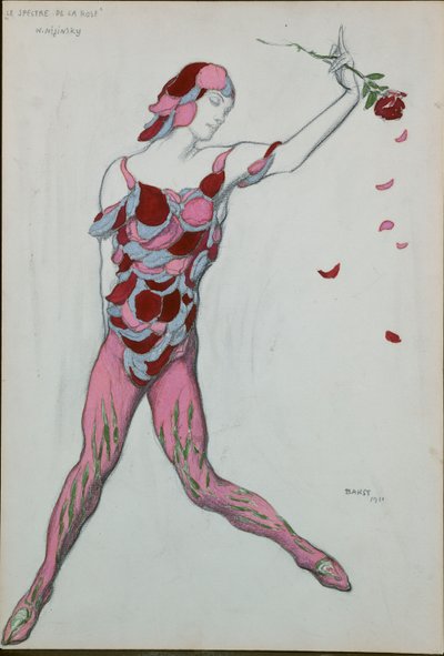 Diseño de vestuario para Nijinsky de "El Espectro de la Rosa", 1911 de Leon Bakst