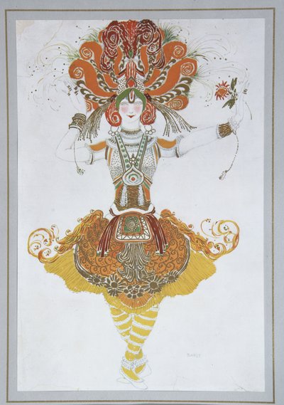 Diseño de vestuario para Tamara Karsavina en el ballet El Pájaro de Fuego de I. Stravinsky, 1909-1910 de Leon Bakst