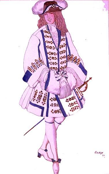 Diseño de vestuario para el novio flamenco, de La Bella Durmiente de Leon Bakst