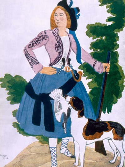 Diseño de vestuario para La Cazadora, 1922 de Leon Bakst