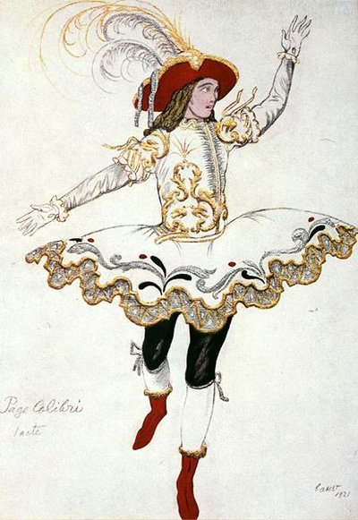 Diseño de vestuario para el Paje del Hada Colibrí, de La Bella Durmiente de Leon Bakst