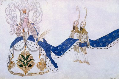 Diseño de vestuario para La Reina y Sus Pajes, de La Bella Durmiente, 1921 de Leon Bakst