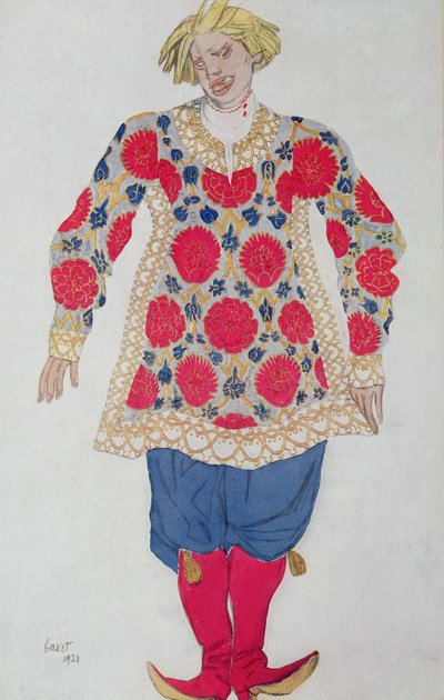 Diseño de vestuario para El Bufón Ruso, de La Bella Durmiente de Leon Bakst