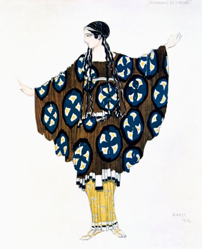Diseño de vestuario para una producción de Ballets Russes de Daphnis et Chloe de Ravel, 1912 de Leon Bakst
