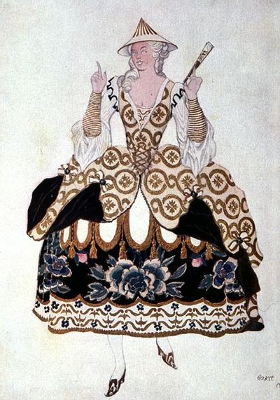 Diseño de vestuario para una dama china, de La Bella Durmiente de Leon Bakst