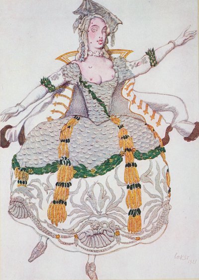 Diseño de vestuario para una mazurca (Dama), de La Bella Durmiente de Leon Bakst