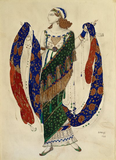 Diseño de vestuario para una bailarina de "Cleopatra", 1910 de Leon Bakst