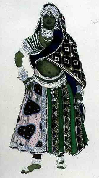 Diseño de vestuario para una Chica Árabe, de Le Dieu Bleu de Leon Bakst