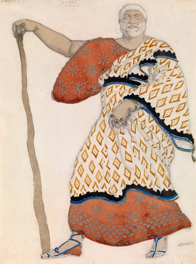 Diseño de vestuario para el drama Edipo en Colono de Sófocles de Leon Bakst