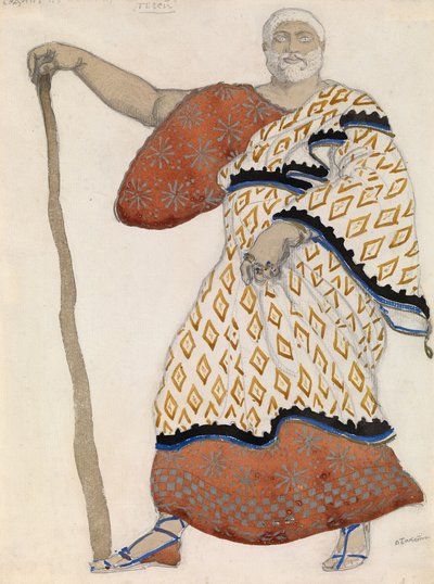 Diseño de vestuario para el drama Edipo en Colono de Sófocles, 1904 de Leon Bakst