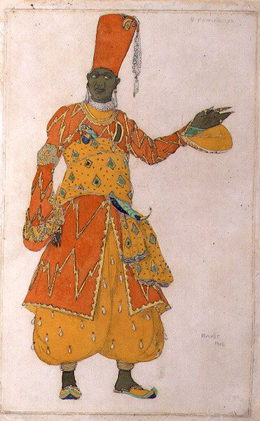 Diseño de vestuario para uno de los tres eunucos de 