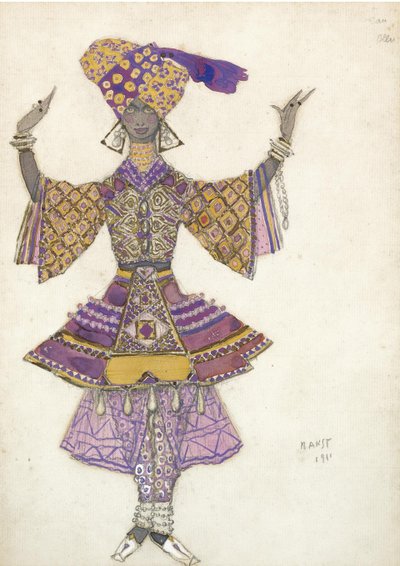 Diseño de vestuario para el Ballet Dios Azul de R. Hahn, 1911 de Leon Bakst