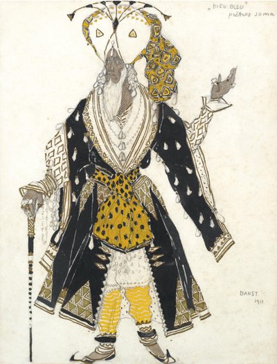 Diseño de vestuario para el Ballet Dios Azul de R. Hahn, 1911 de Leon Bakst