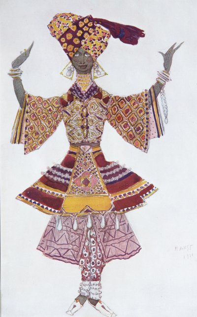 Diseño de vestuario para el Ballet Dios Azul de R. Hahn de Leon Bakst