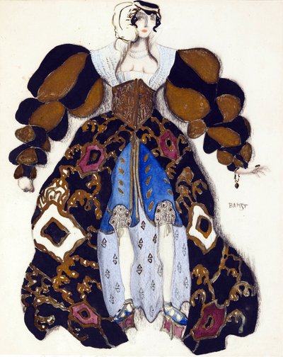 Diseño de vestuario para el Ballet "La Leyenda de José" de R. Strauss de Leon Bakst
