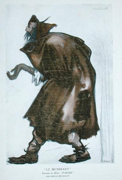 Diseño de vestuario para el Mendigo, para 