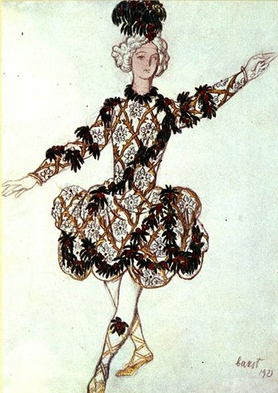 Diseño de vestuario para el paje de la Hada Cereza, de La Bella Durmiente de Leon Bakst