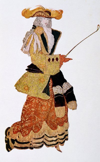 Diseño de vestuario para la Marquesa cazadora, de La Bella Durmiente, 1921 de Leon Bakst