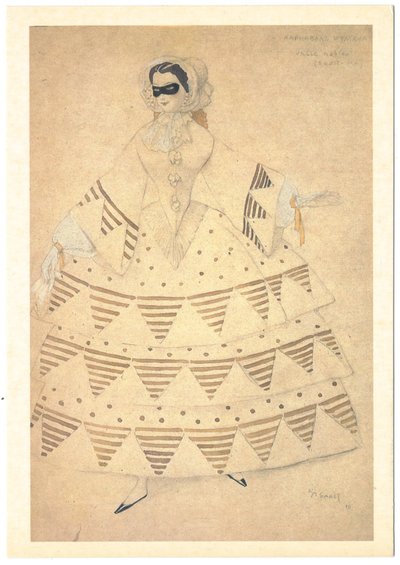 Diseño de vestuario para el ballet Carnaval de R. Schumann de Leon Bakst
