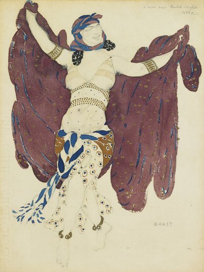Diseño de vestuario para el ballet Cleopatra de A. Arensky de Leon Bakst
