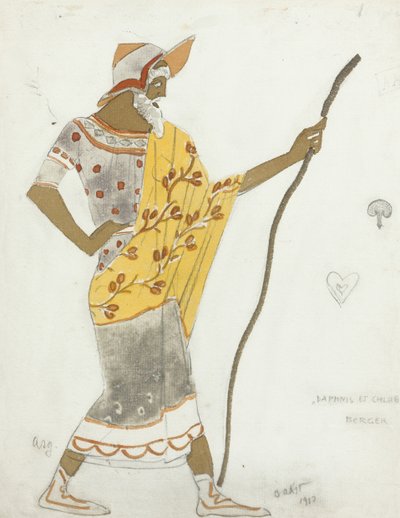 Diseño de vestuario para el ballet Daphnis et Chloé de M. Ravel, 1912 de Leon Bakst