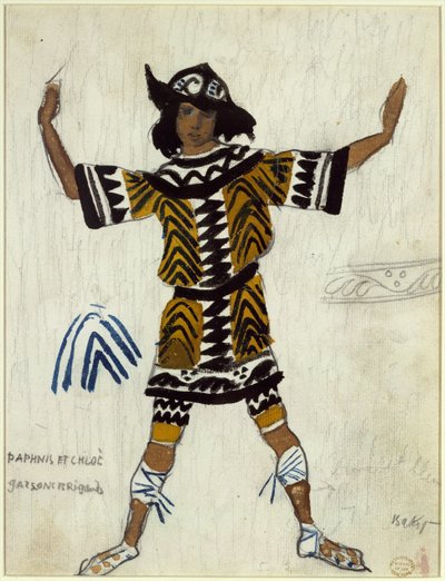 Diseño de vestuario para el ballet Daphnis et Chloé de M. Ravel, 1912 de Leon Bakst