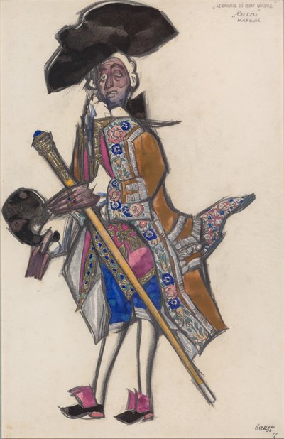 Diseño de vestuario para el ballet Las damas de buen humor de Scarlatti de Leon Bakst