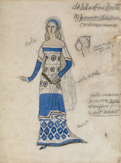 Diseño de vestuario para la obra El martirio de San Sebastián de Gabriele D