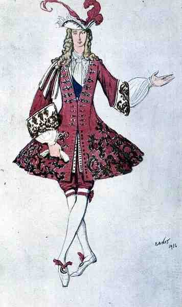Vestuario para un paje, al estilo de Luis XIV, de Aladino de Leon Bakst