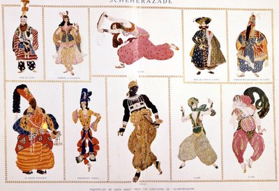 Vestuario para “Scheherazade” de Nicholas Rimsky Korsakov, dirigido por Leo Bakst. de Leon Bakst