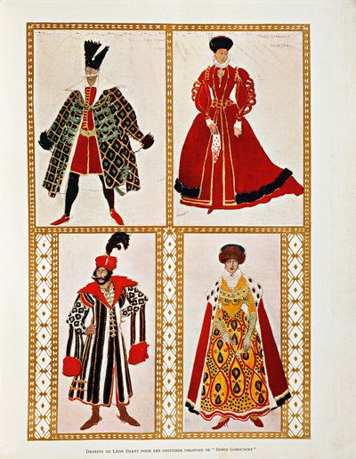 Vestuario para la Polonesa Boris Godunov de Modest Mussorgsky de Leon Bakst